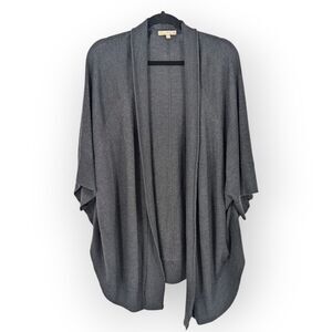 Joan Vass Rayon Cashmere Boxy Cocoon Cardigan Poncho Womens Large Lagenlook Wrap